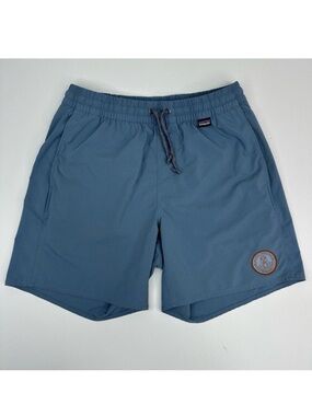 Patagonia Mens HydroPeak Series Boardshorts Blue Protect Your Peaks‎ Size Small